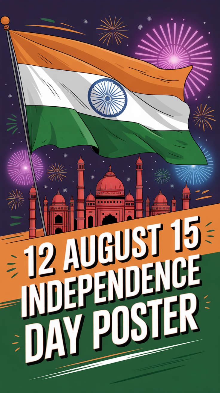 🇮🇳 12 August 15 Independence Day Poster