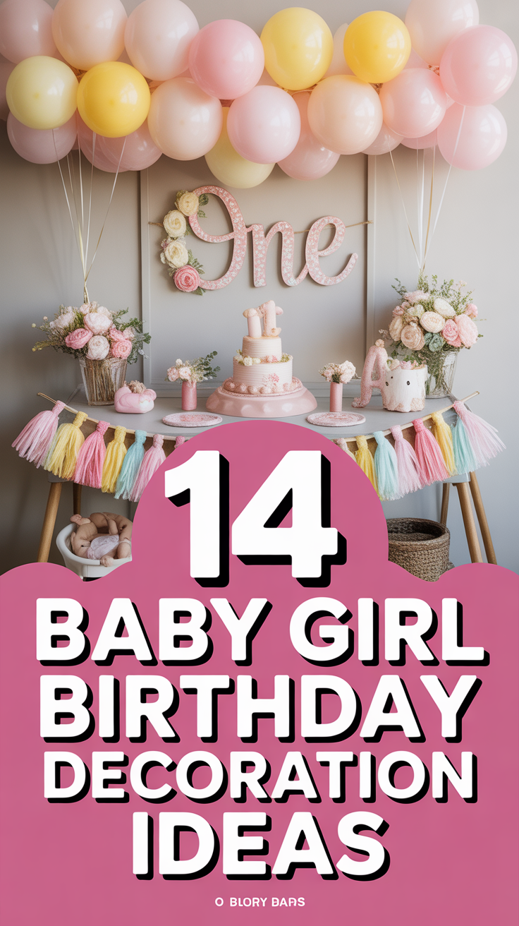 🎀 14 Baby Girl Birthday Decoration Ideas