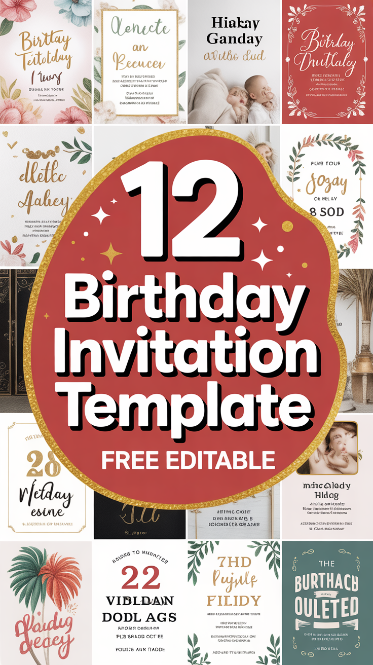 🥳 12 Birthday Invitation Template Free Editable