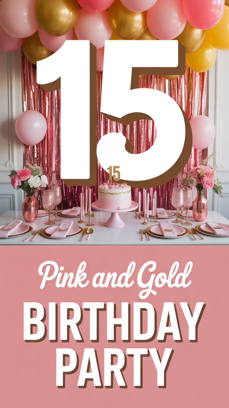 ✨ 15 Pink And Gold Birthday Party